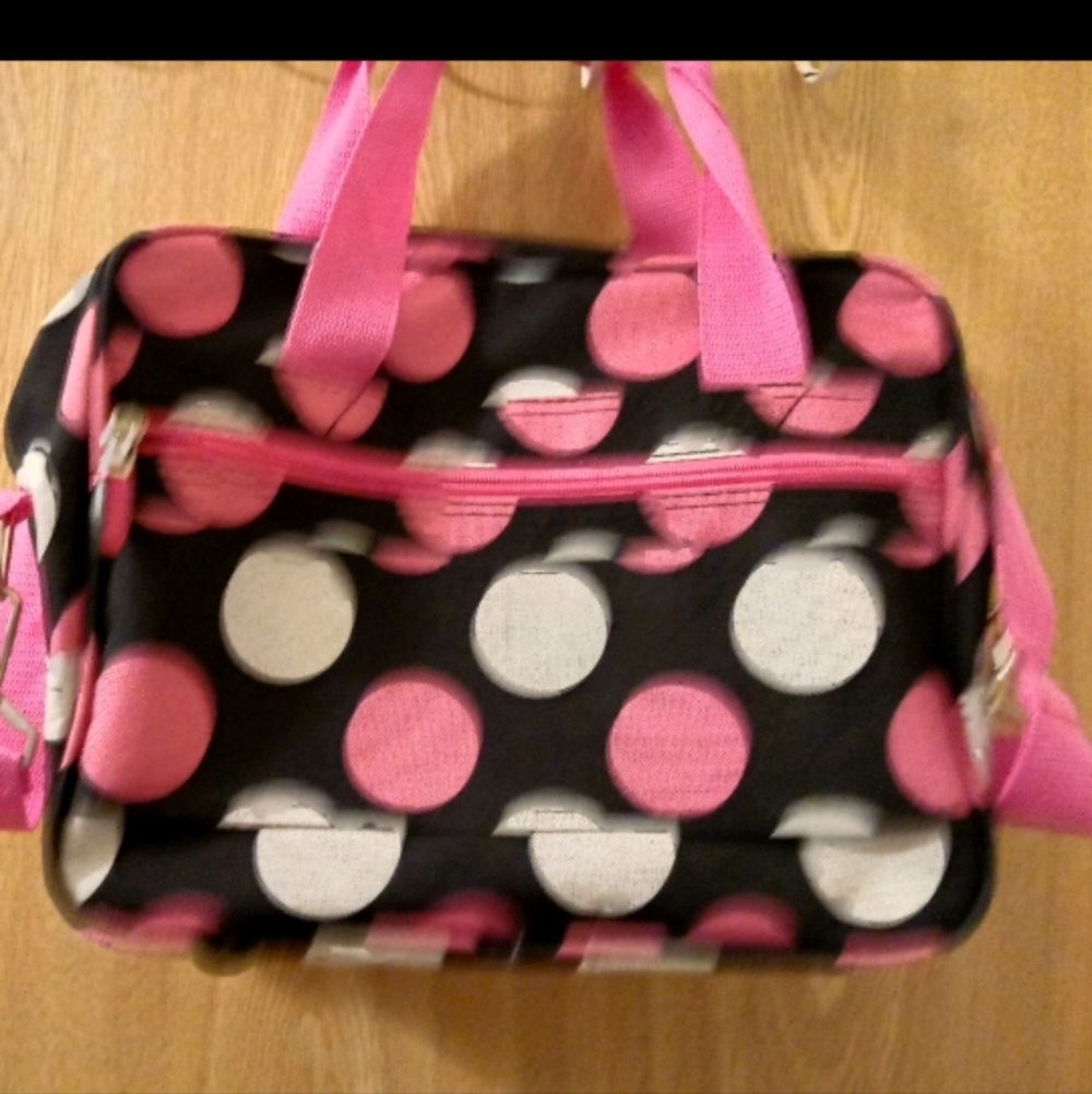 Rockland Pink Black Carry On Laptop tablet Travel Bag Removable Adj. Strap - Picture 3 of 4